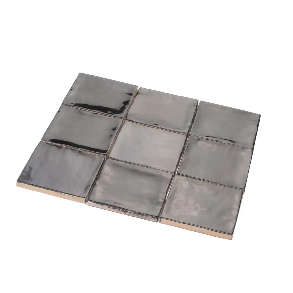 Black 4x4 Glossy Square Ceramic Tile (50 pack, 5.38 sq ft/case) by Apollo Tile