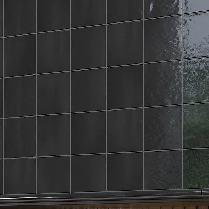 Black 4x4 Glossy Square Ceramic Tile (50 pack, 5.38 sq ft/case) by Apollo Tile