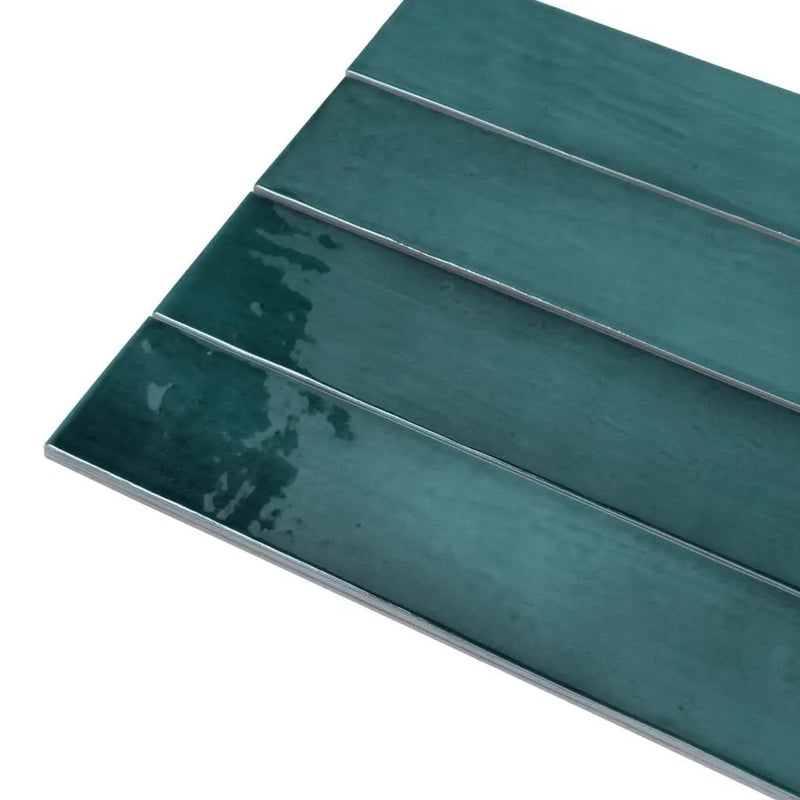 Teal Green 2.6x16 Glossy Ceramic Subway Tile (38 pack, 10.76 sq ft/case) by Apollo Tile