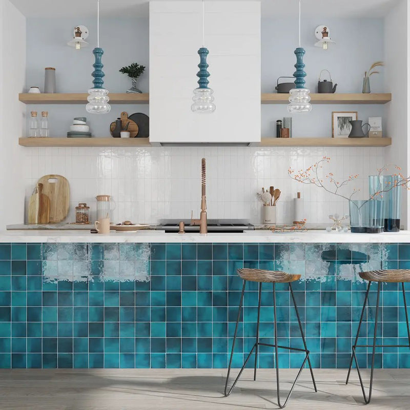 Teal Green 4x4 Glossy Square Ceramic Tile (60 pack, 6.46 sq ft/case) by Apollo Tile