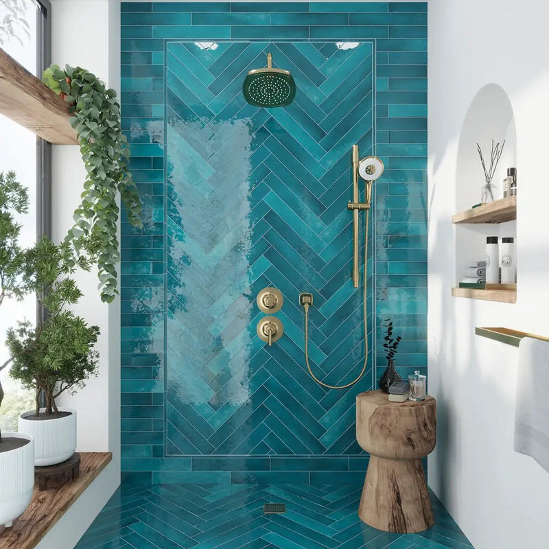 Teal Green 2.6x16 Glossy Ceramic Subway Tile (38 pack, 10.76 sq ft/case) by Apollo Tile