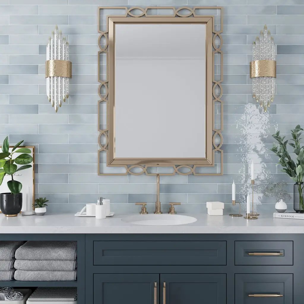 Benjamin Moore Smoke 2.6x16 Glossy Ceramic Subway Tile (38 pack, 10.76 sq ft/case) by Apollo Tile