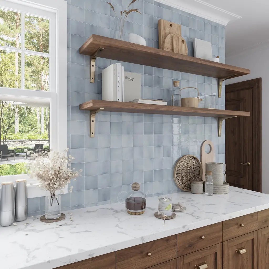 Benjamin Moore Smoke 4x4 Glossy Square Ceramic Tile (60 pack, 6.46 sq ft/case) by Apollo Tile