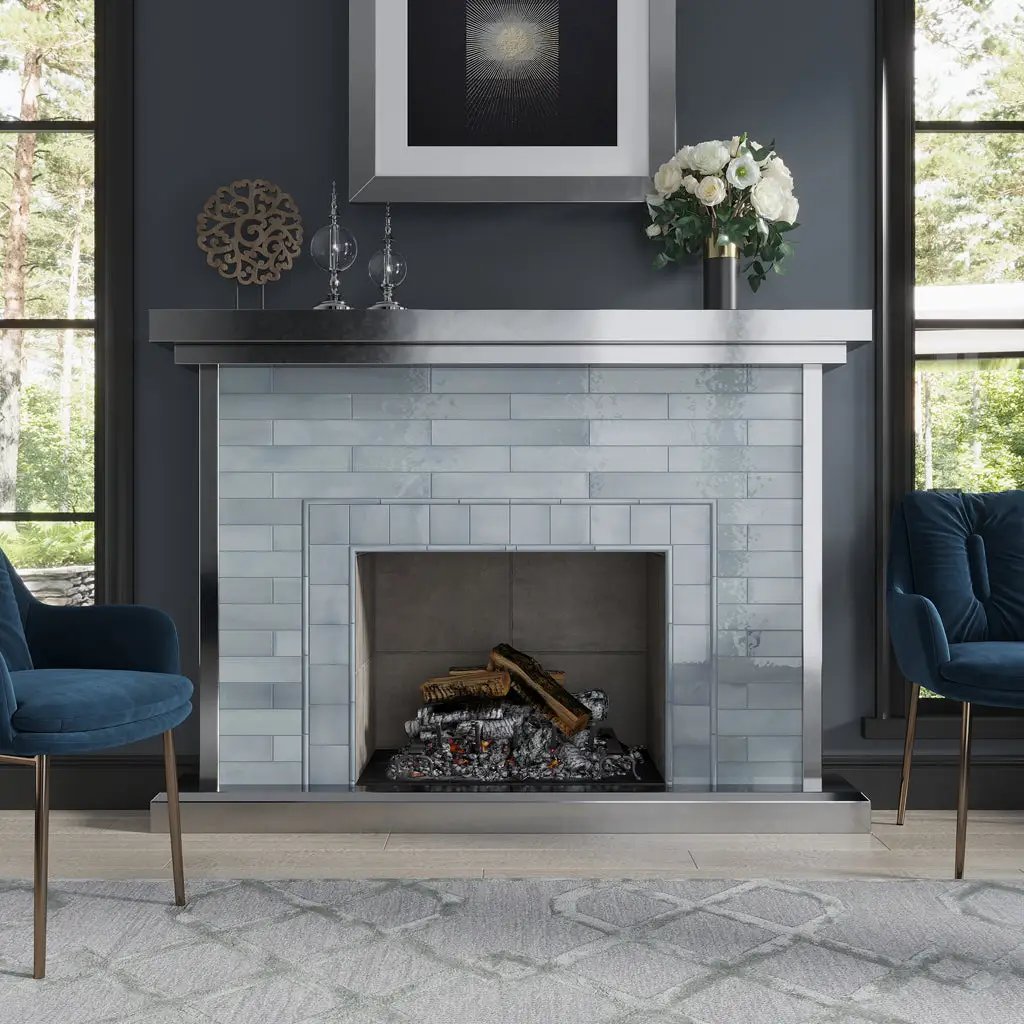 Benjamin Moore Smoke 0.5x8 Glossy Ceramic Pencil Tile Trim (10 pack, 0.3 sq ft/case) by Apollo Tile