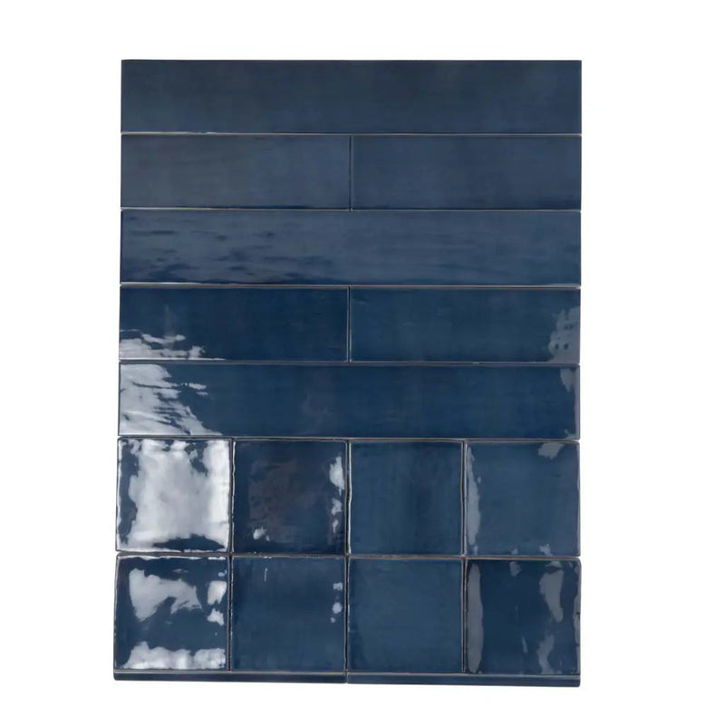 Navy Blue 4x4 Glossy Square Ceramic Tile (60 pack, 6.48 sq ft/case) by Apollo Tile