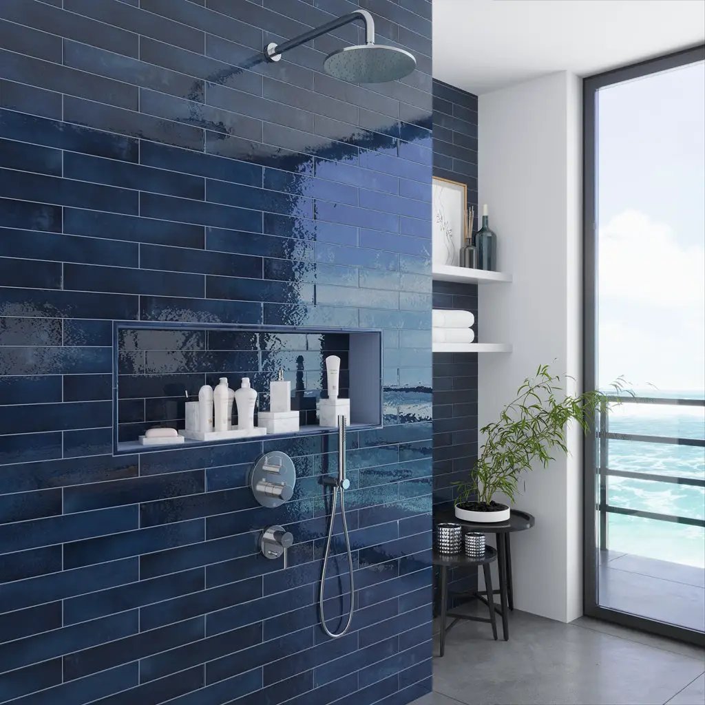 Navy Blue 2.6x16 Glossy Ceramic Subway Tile (38 pack, 10.76 sq ft/case) by Apollo Tile