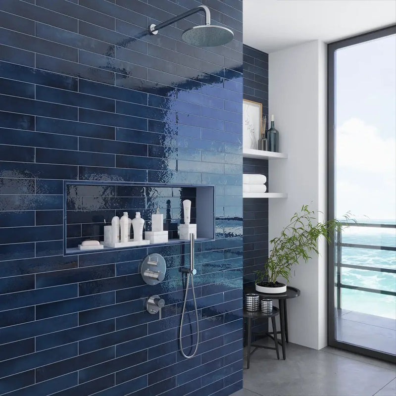 Navy Blue 2.6x16 Glossy Ceramic Subway Tile (38 pack, 10.76 sq ft/case) by Apollo Tile