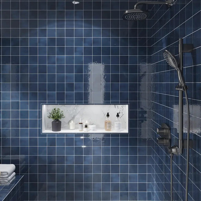 Navy Blue 4x4 Glossy Square Ceramic Tile (60 pack, 6.48 sq ft/case) by Apollo Tile