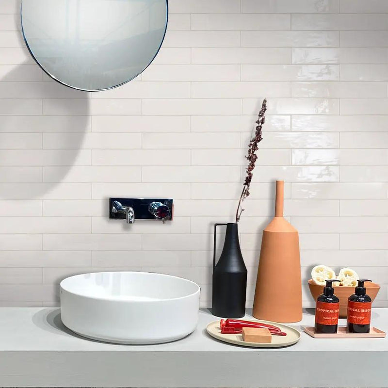 Ivory White 2.6x16 Glossy Ceramic Subway Tile (38 pack, 10.76 sq ft/case) by Apollo Tile