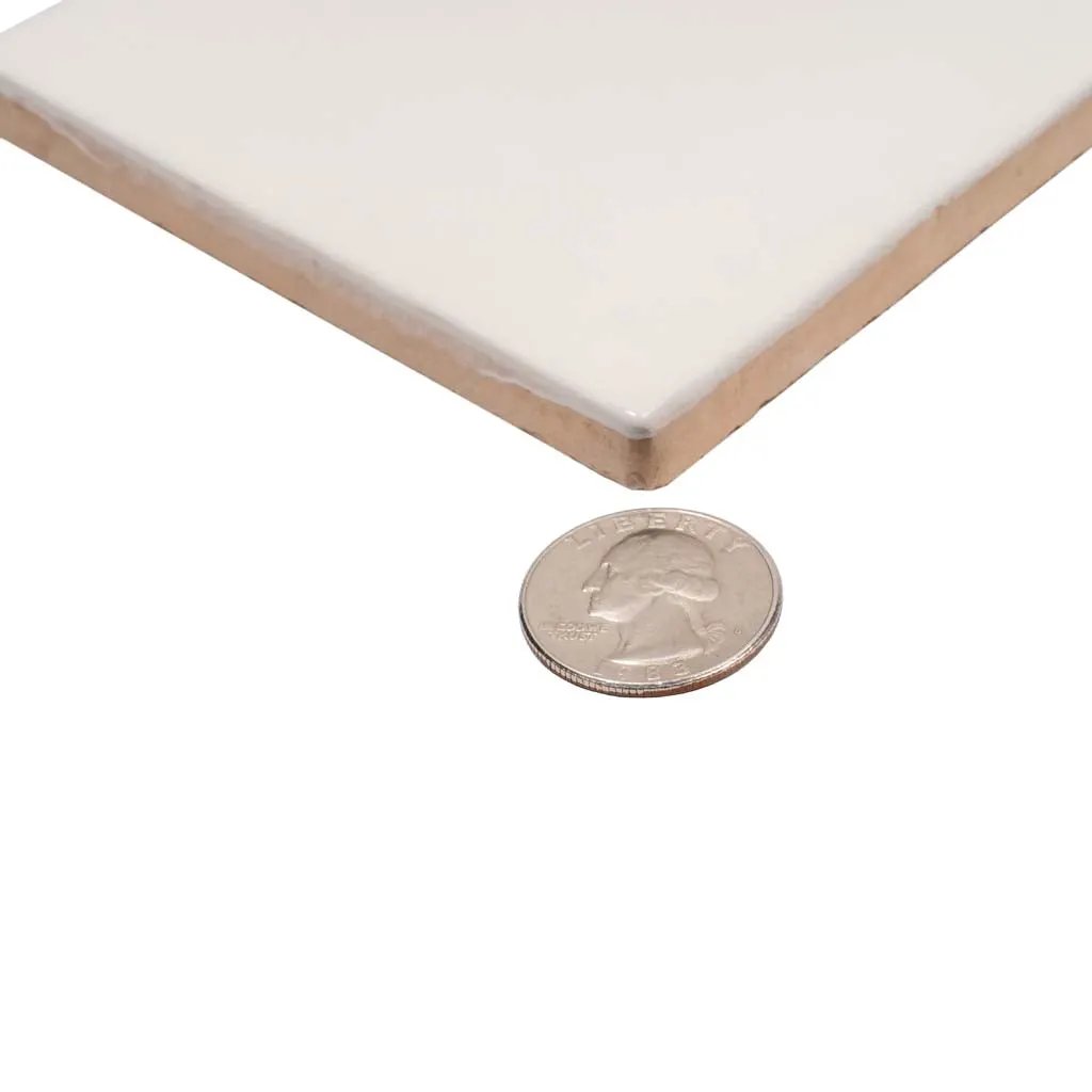 Ivory White 4x4 Glossy Square Ceramic Tile (60 pack, 6.46 sq ft/case) by Apollo Tile