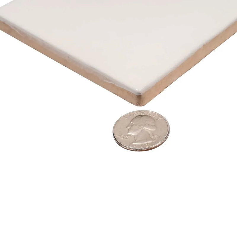 Ivory White 4x4 Glossy Square Ceramic Tile (60 pack, 6.46 sq ft/case) by Apollo Tile