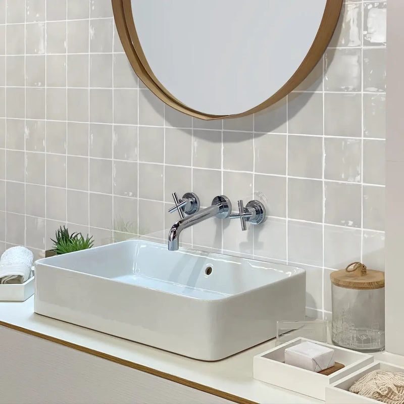 Ivory White 4x4 Glossy Square Ceramic Tile (60 pack, 6.46 sq ft/case) by Apollo Tile