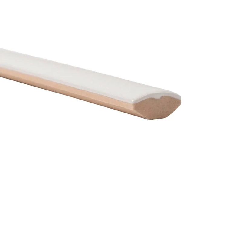Ivory White 0.5x8 Glossy Ceramic Pencil Tile Trim (10 pack, 0.3 sq ft/case) by Apollo Tile