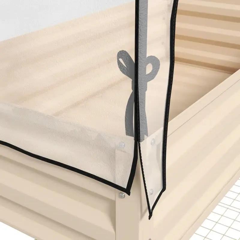 Cream Elevated Metal Raised Garden Bed w/ Greenhouse Cover by HomePacific