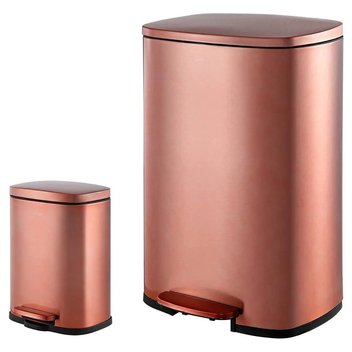 Set of 2 - Copper Gold Step-on Trash Can - 13-Gallon and 1.3-Gallon by HomePacific