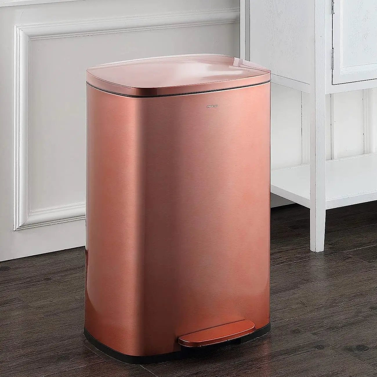 Set of 2 - Copper Gold Step-on Trash Can - 13-Gallon and 1.3-Gallon by HomePacific