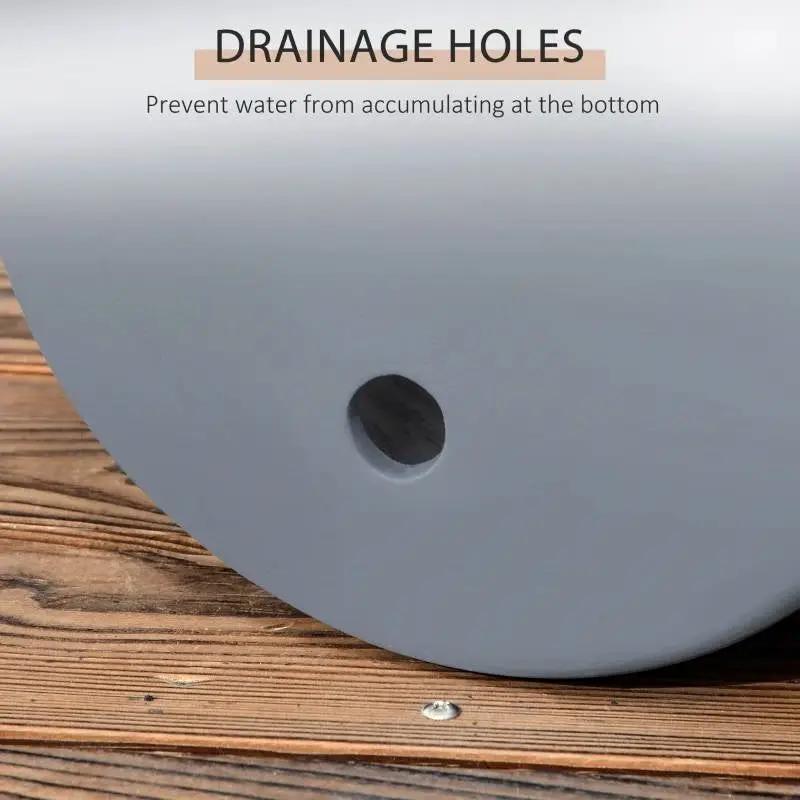 Set of 3 Stackable Round Outdoor Flower Pot Planters with Drainage Holes in Grey by HomePacific