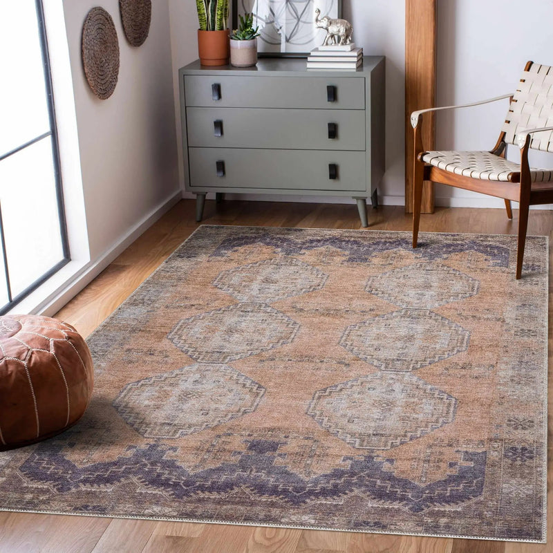 Carrabelle Peach Washable Area Rug - Clearance by Boutique Rugs
