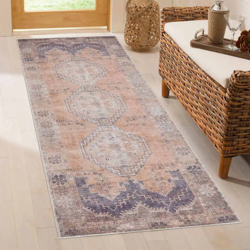 Carrabelle Peach Washable Area Rug - Clearance by Boutique Rugs
