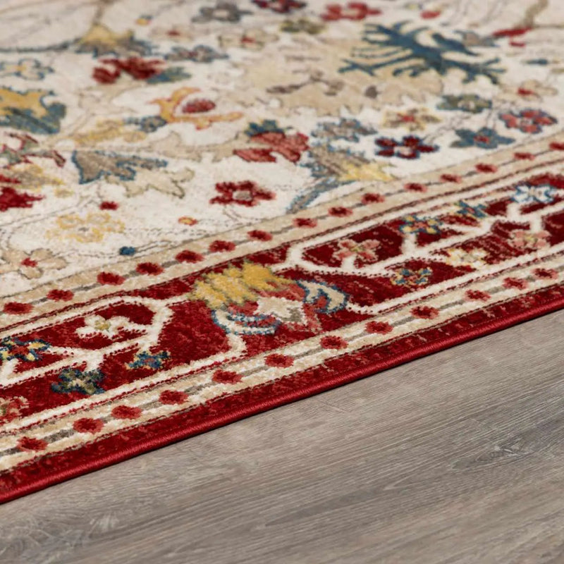 Neola White/Red Damask Area Rug by Boutique Rugs