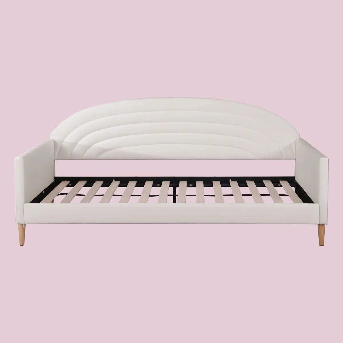 Twin size Mid-Century Modern Off-White Cream Velvet Upholstered Daybed by HomePacific
