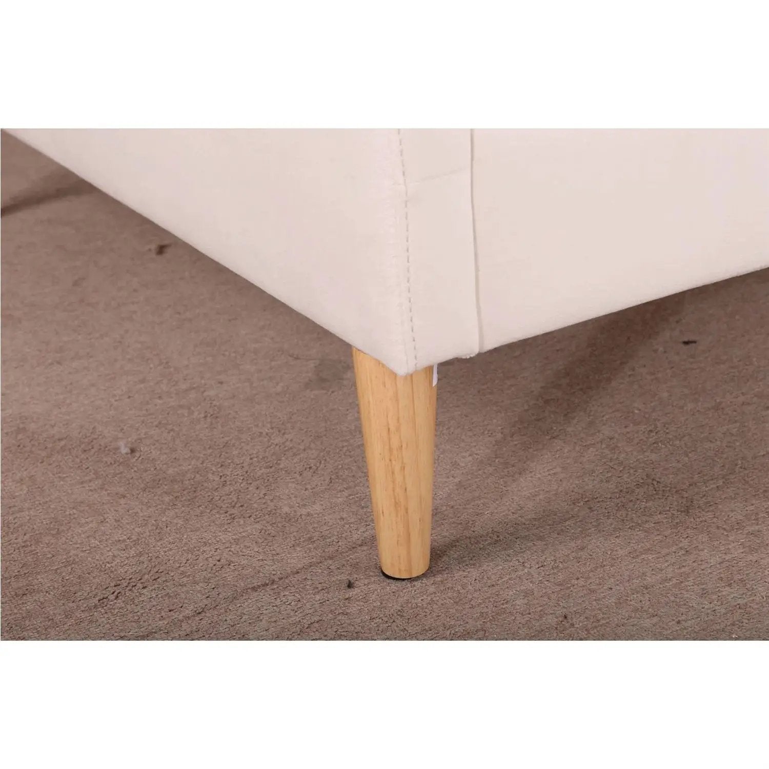 Twin size Mid-Century Modern Off-White Cream Velvet Upholstered Daybed by HomePacific