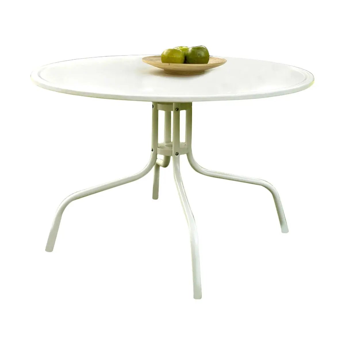 Round Patio Dining Table in White Outdoor UV Resistant Metal by HomePacific
