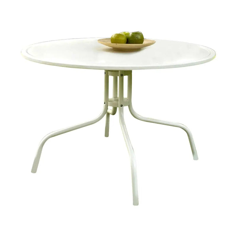 Round Patio Dining Table in White Outdoor UV Resistant Metal by HomePacific