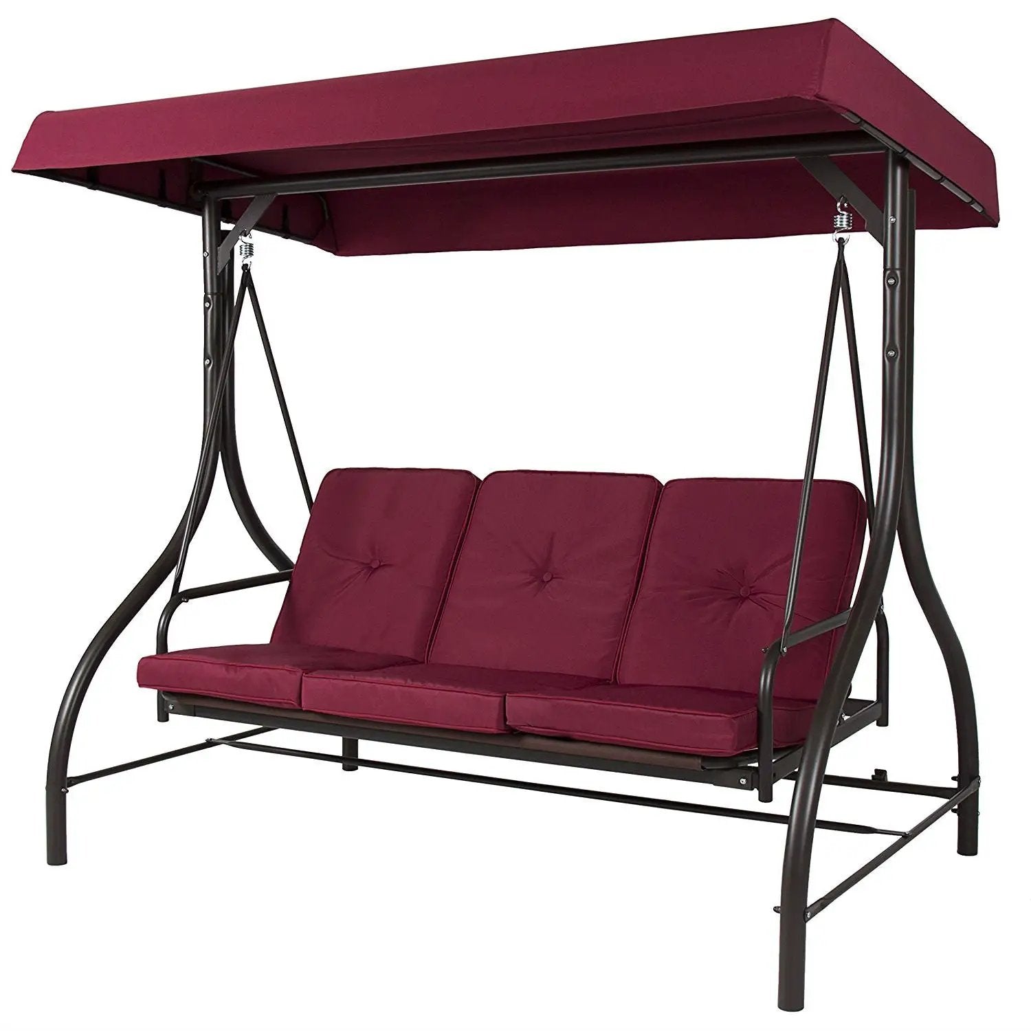 Burgundy Outdoor Patio Deck Porch Canopy Swing with Cushions by HomePacific