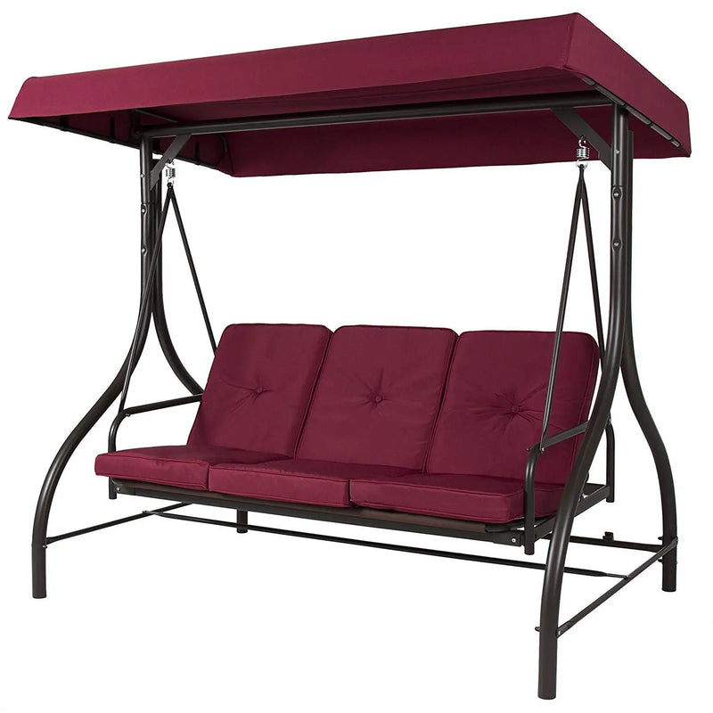 Burgundy Outdoor Patio Deck Porch Canopy Swing with Cushions by HomePacific