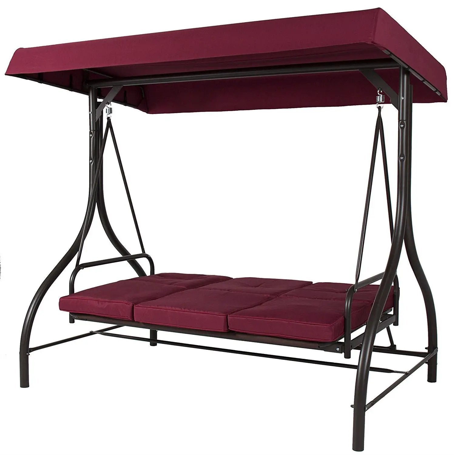 Burgundy Outdoor Patio Deck Porch Canopy Swing with Cushions by HomePacific