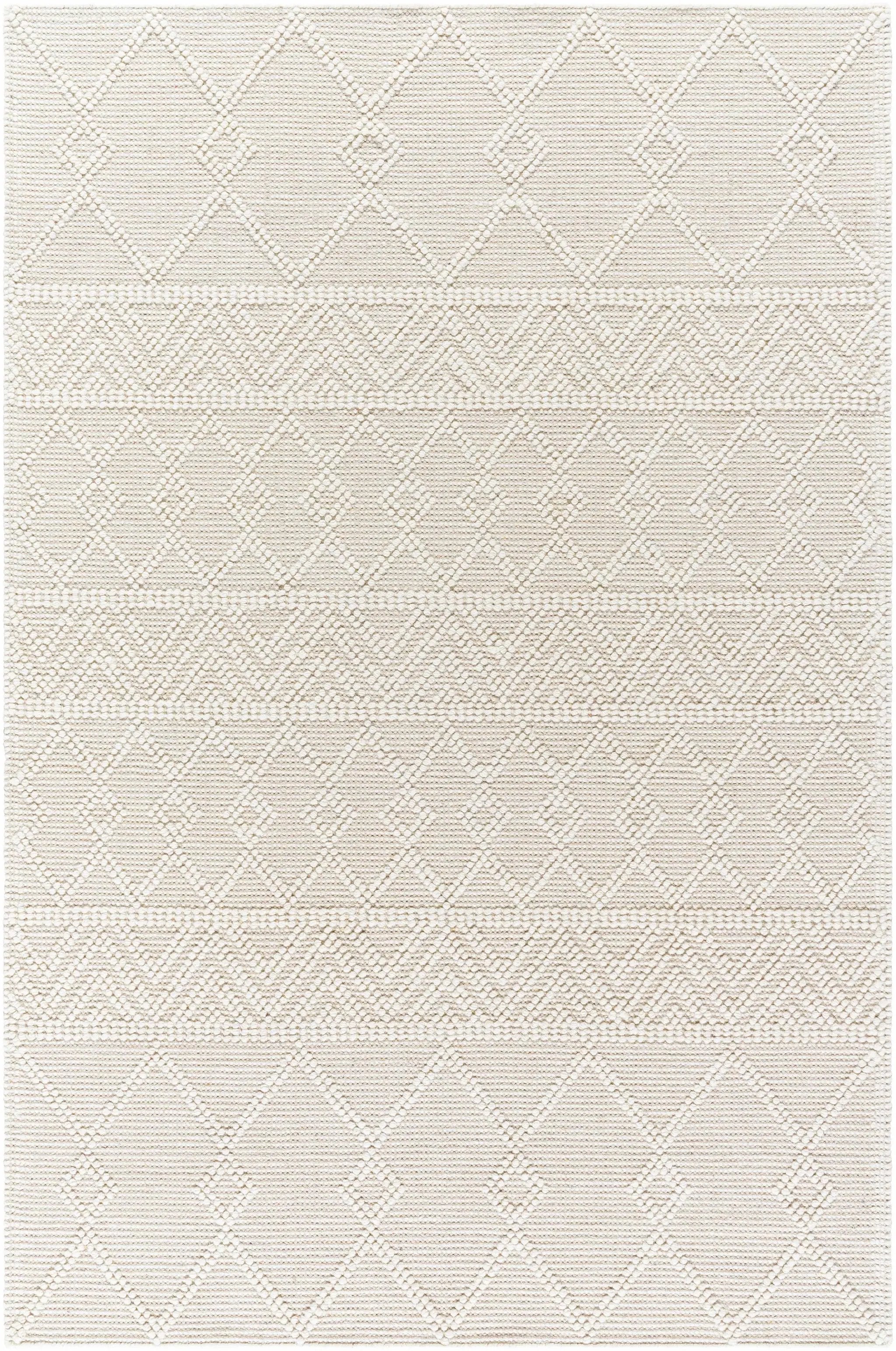 Caelum White Wool-Blend Rug by Boutique Rugs