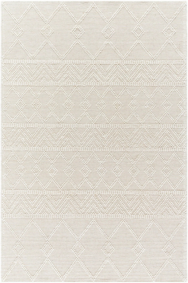 Caelum White Wool-Blend Rug by Boutique Rugs