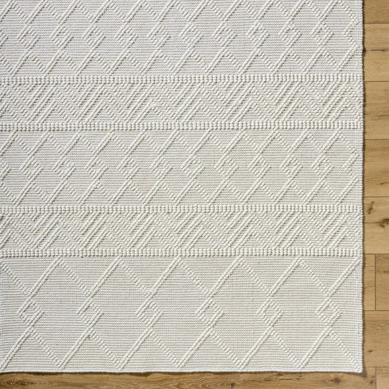 Caelum White Wool-Blend Rug by Boutique Rugs
