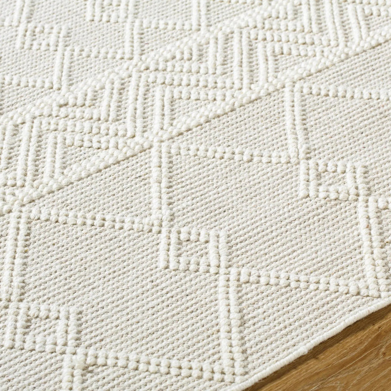 Caelum White Wool-Blend Rug by Boutique Rugs