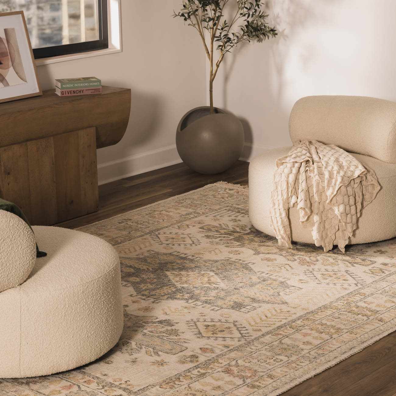 Chaela Ivory & Olive Area Rug by Boutique Rugs