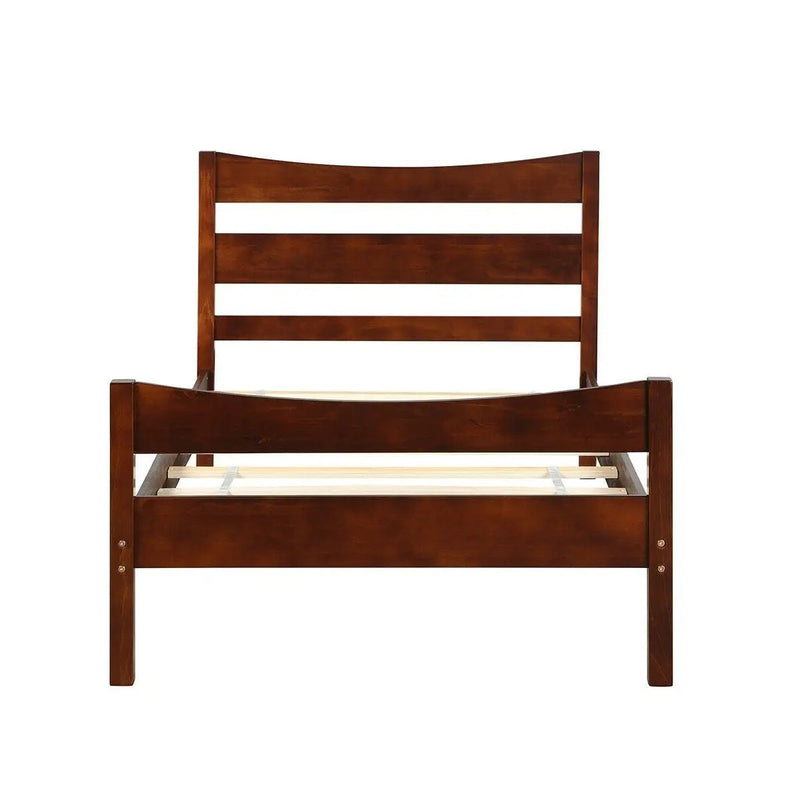 Twin size Farmhouse Style Pine Wood Platform Bed Frame in Walnut by HomePacific