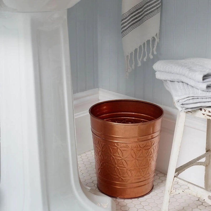 Bathroom Bedroom Metal Trash Can Waste Basket in Copper Finish by HomePacific