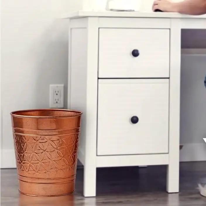 Bathroom Bedroom Metal Trash Can Waste Basket in Copper Finish by HomePacific