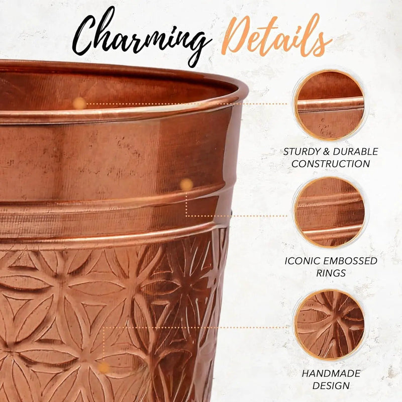 Bathroom Bedroom Metal Trash Can Waste Basket in Copper Finish by HomePacific