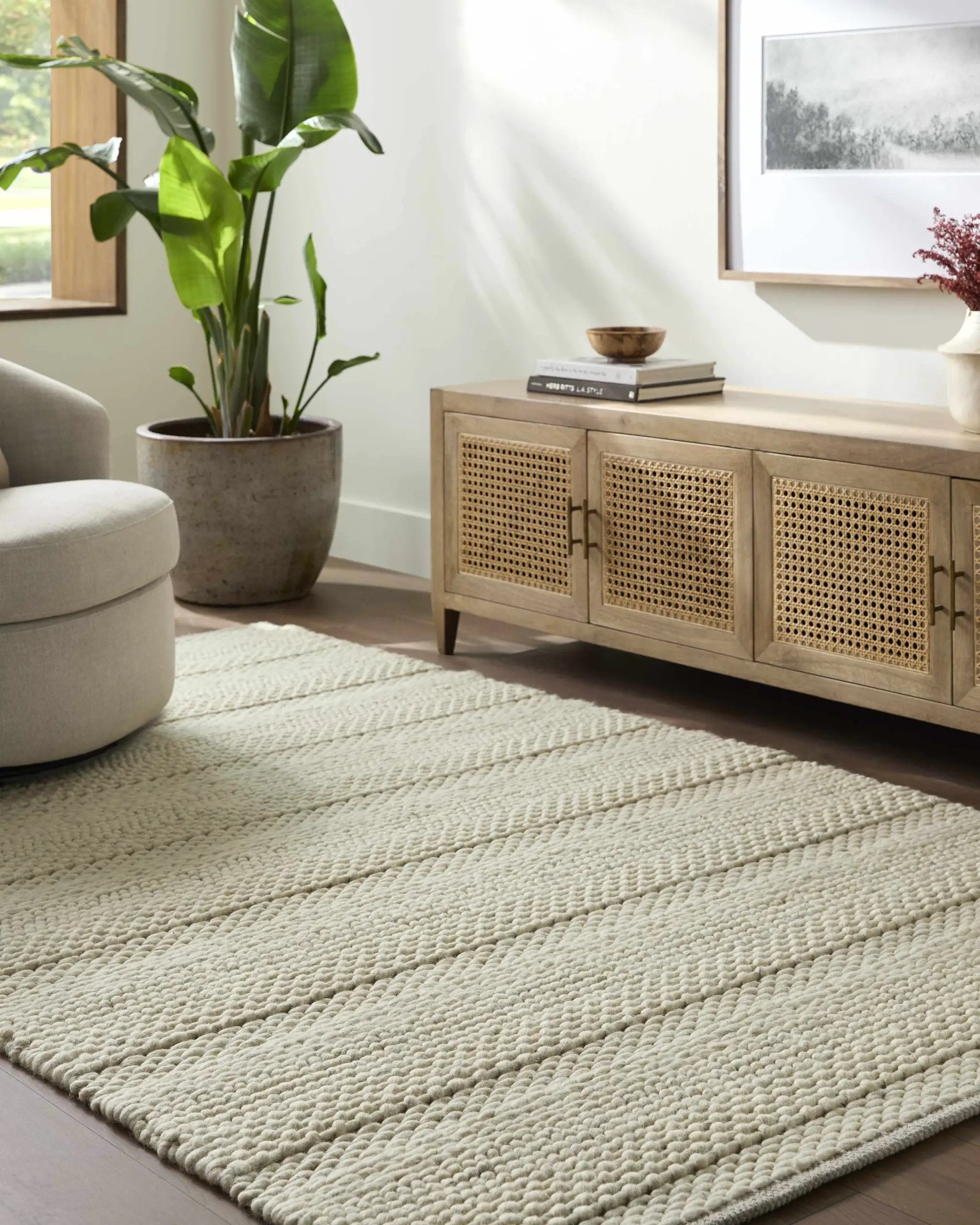 Clarke Beige Textured Wool Rug by Boutique Rugs