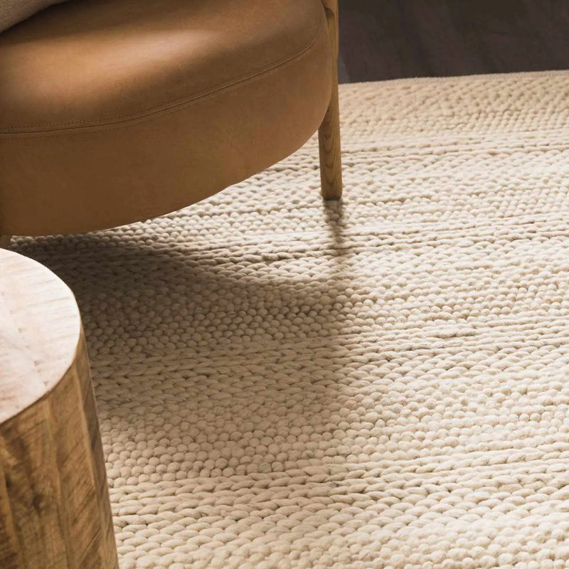 Clarke Beige Textured Wool Rug by Boutique Rugs