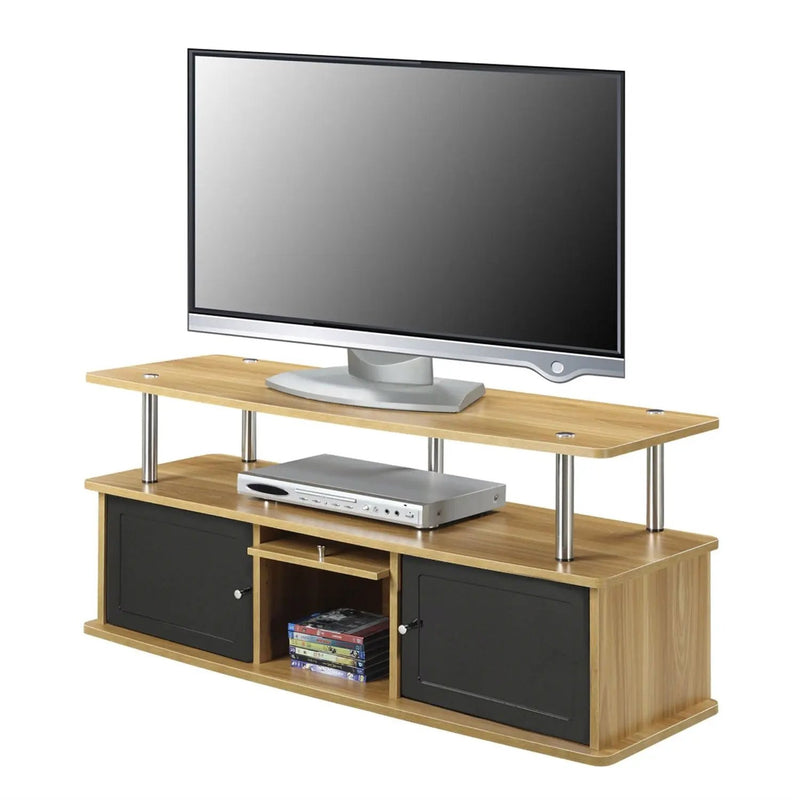 Modern 50-inch TV Stand in Light Oak / Black Wood Finish by HomePacific