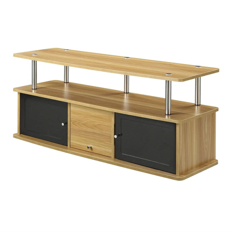 Modern 50-inch TV Stand in Light Oak / Black Wood Finish by HomePacific