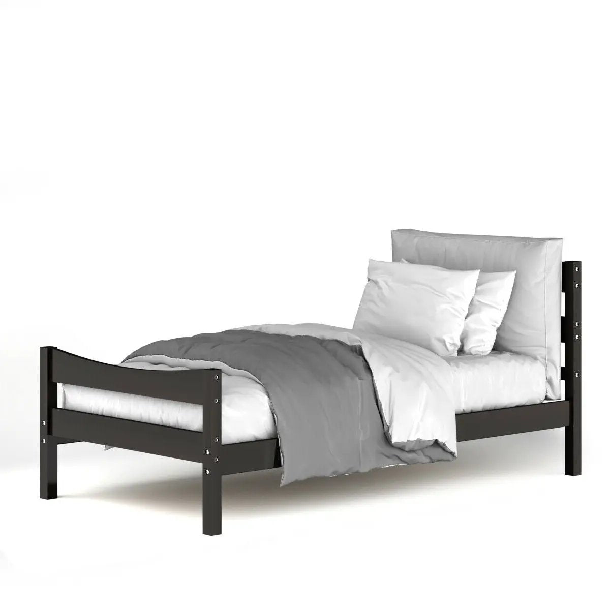 Twin size Farmhouse Style Pine Wood Platform Bed Frame in Espresso by HomePacific