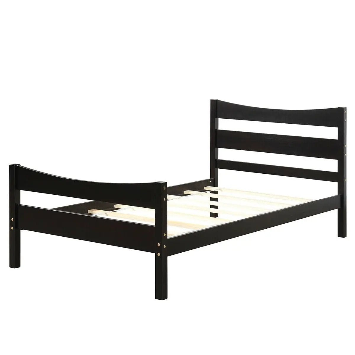 Twin size Farmhouse Style Pine Wood Platform Bed Frame in Espresso by HomePacific