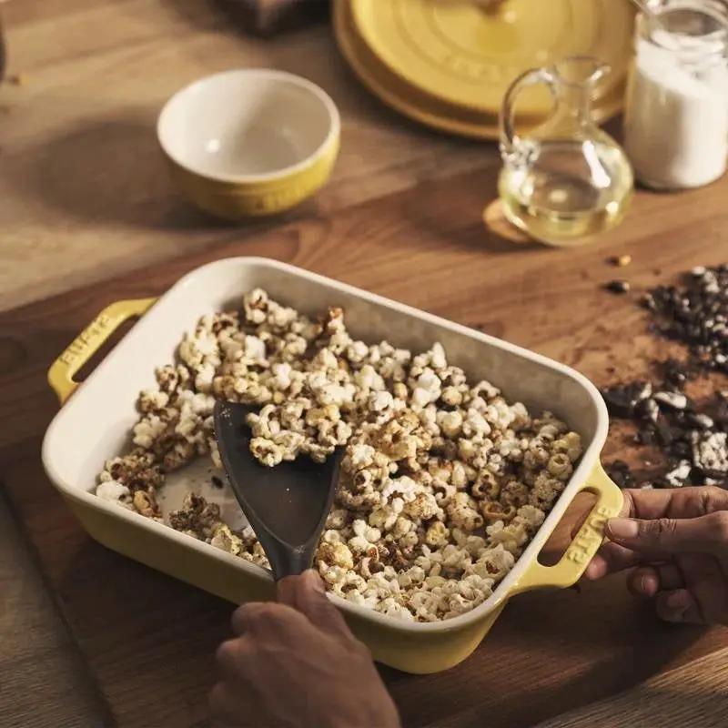 2 Piece Ceramic Stoneware Bakeware Casserole Baking Dish Set in Yellow / Ivory by HomePacific