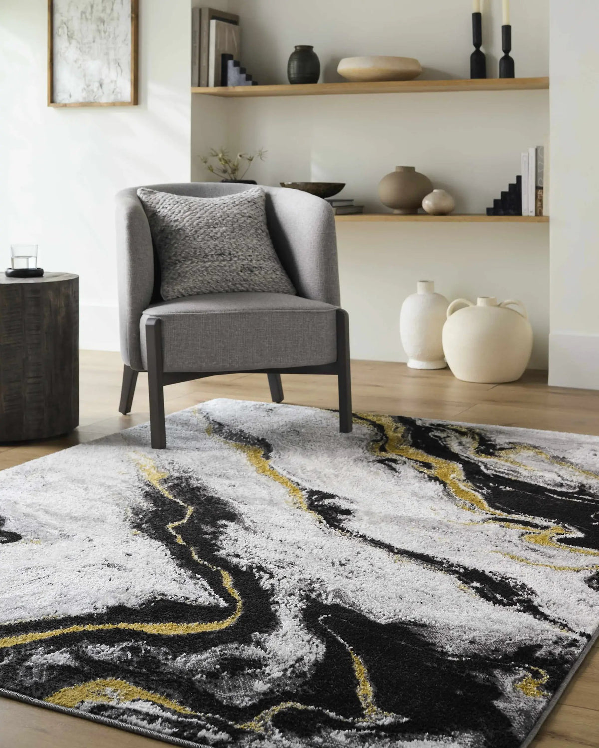 Casmir Area Rug, installed in a room