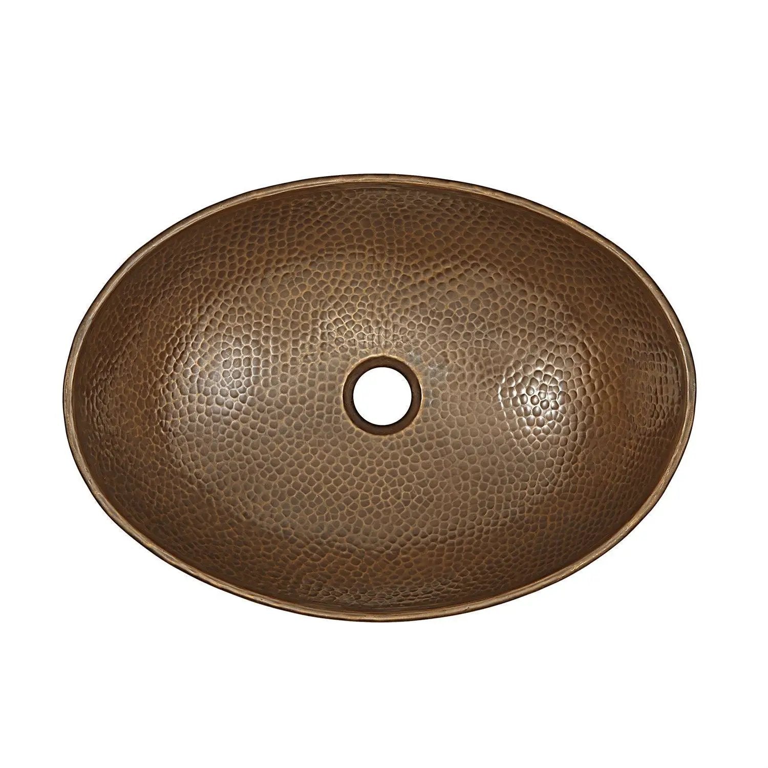 Hammered Copper Bath Vessel Sink Oval 19 x 14 inch by HomePacific