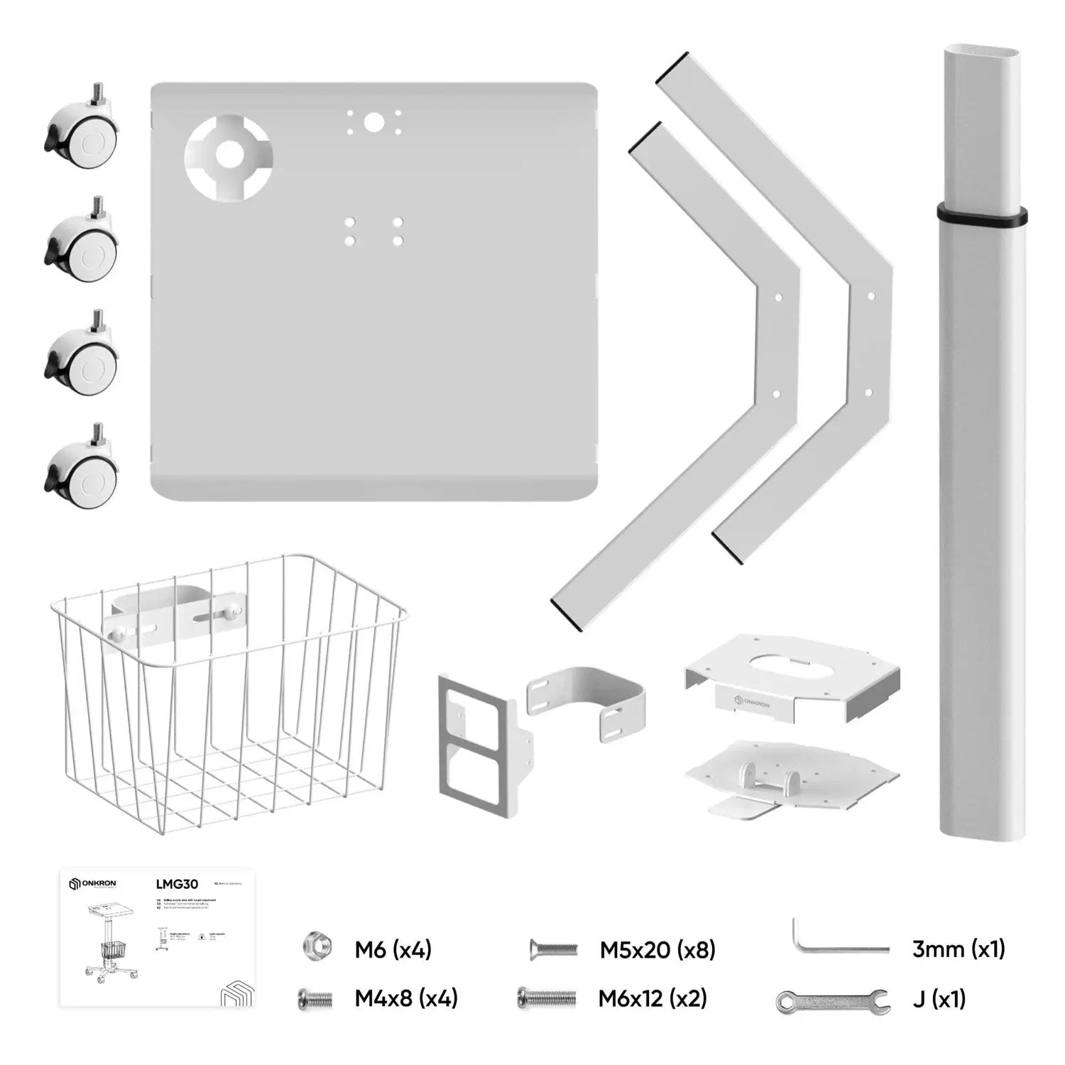 Hospital Style White Mobile Stand-Up Computer Desk Portable Workstation by HomePacific